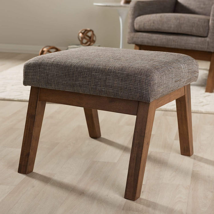 Stylish & Comfy Fabric Upholstered Ottoman Pouffe with Sturdy Wood Legs - for Modern Home