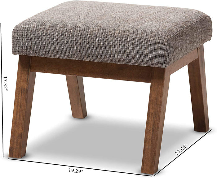 Stylish & Comfy Fabric Upholstered Ottoman Pouffe with Sturdy Wood Legs - for Modern Home