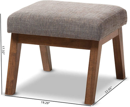 Stylish & Comfy Fabric Upholstered Ottoman Pouffe with Sturdy Wood Legs - for Modern Home