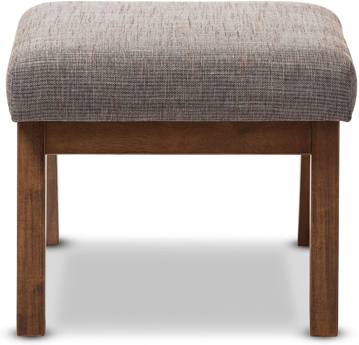 Stylish & Comfy Fabric Upholstered Ottoman Pouffe with Sturdy Wood Legs - for Modern Home