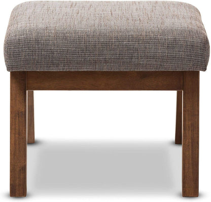 Stylish & Comfy Fabric Upholstered Ottoman Pouffe with Sturdy Wood Legs - for Modern Home