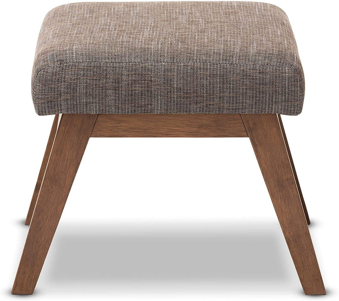 Stylish & Comfy Fabric Upholstered Ottoman Pouffe with Sturdy Wood Legs - for Modern Home