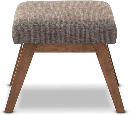 Stylish & Comfy Fabric Upholstered Ottoman Pouffe with Sturdy Wood Legs - for Modern Home