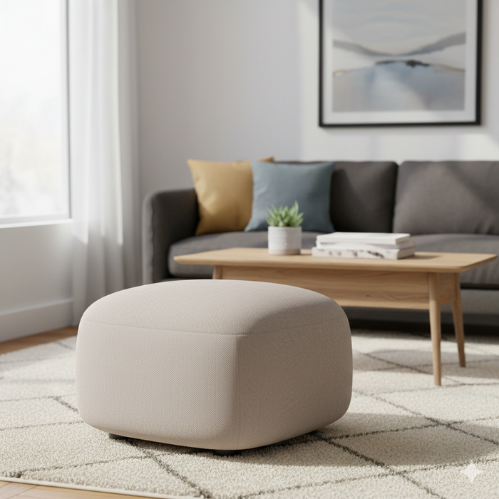 Stylish & Comfy Grey Pouffe Ottoman - Versatile Footrest & Extra Seating for Modern Homes