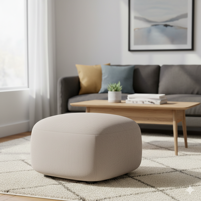 Stylish & Comfy Grey Pouffe Ottoman - Versatile Footrest & Extra Seating for Modern Homes