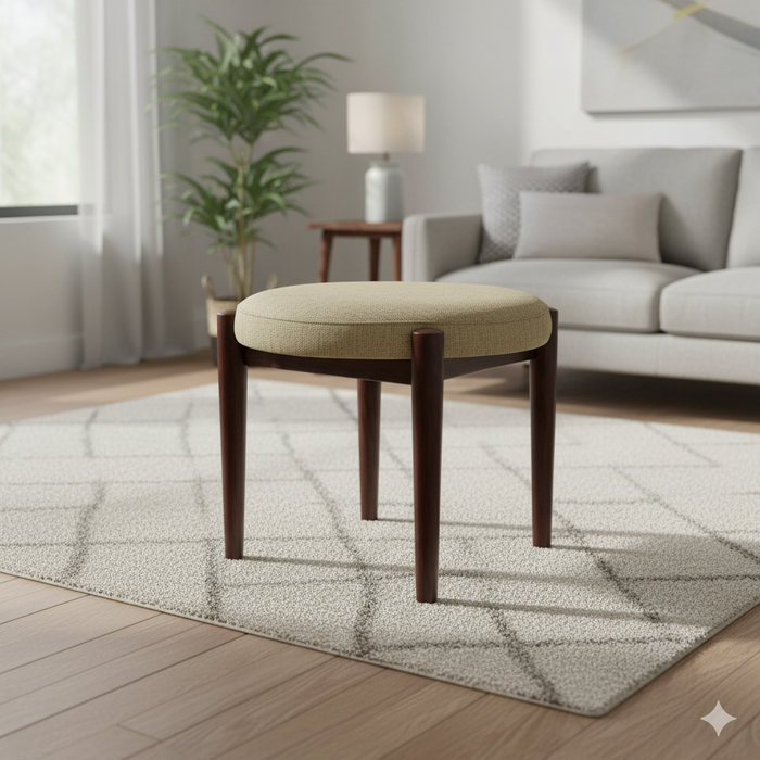 Stylish Round Ottoman Footstool - Premium Upholstered Seat for Living Room, Bedroom & Entryway - Comfort & Elegance