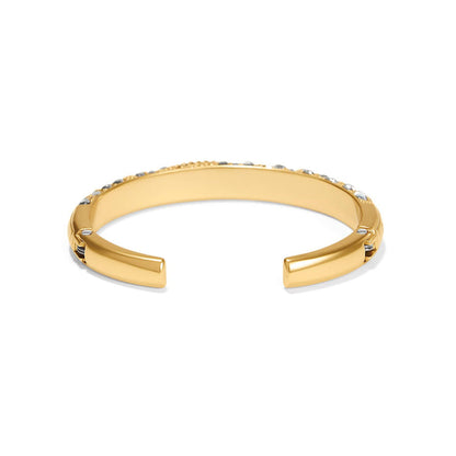 Brighton hinged cuff bracelet with gold-plated finish and crystal accents shown from the back on a white background