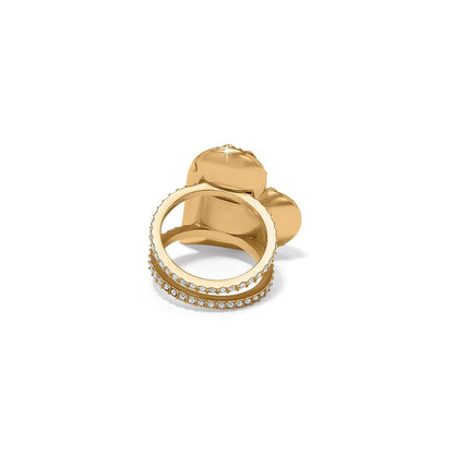 Brighton ring shown from the back with gold-plated band and pavé crystal accents on a white background