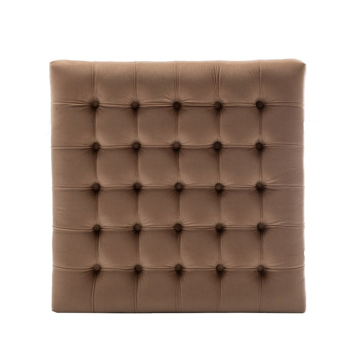 Tufted Brown Leather Ottoman Coffee Table - Upholstered with Metal Frame for Living Room Furniture