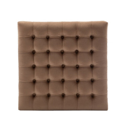 Tufted Brown Leather Ottoman Coffee Table - Upholstered with Metal Frame for Living Room Furniture