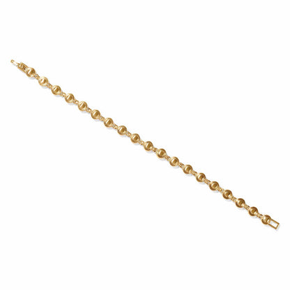 Brighton bracelet with gold-plated round beaded links and hidden clasp closure on a white background