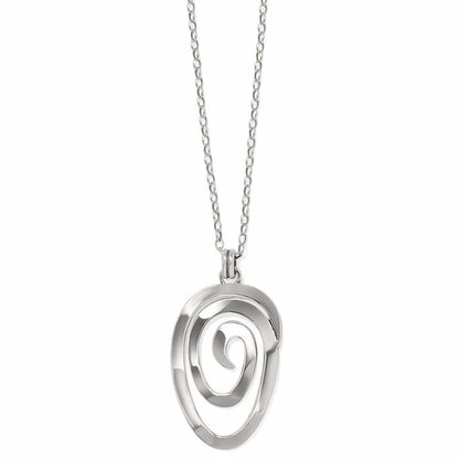 Brighton pendant necklace with silver-plated swirl medallion on a delicate cable chain on a white background