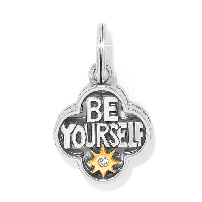 Brighton charm with Be Yourself text and two-tone crystal starburst accent on a white background