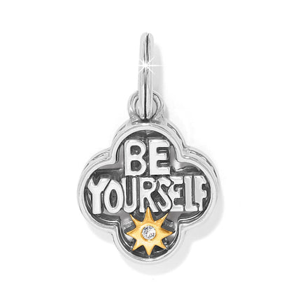 Brighton charm with Be Yourself text and two-tone crystal starburst accent on a white background