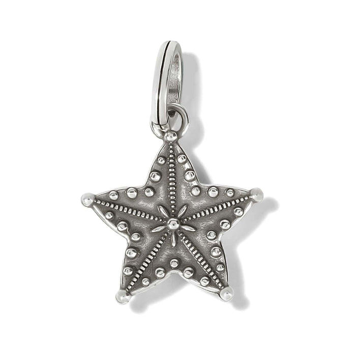 Brighton starfish charm with silver-plated beaded texture and detailed star motif on a white background