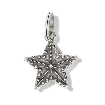 Brighton starfish charm with silver-plated beaded texture and detailed star motif on a white background
